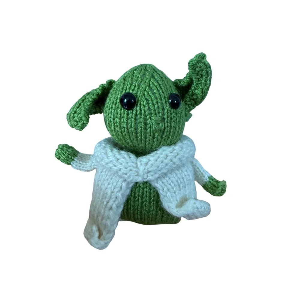 Handmade Knit Grogu Plush The Child Mandalorian Inspired Green Cream Stuffed Toy